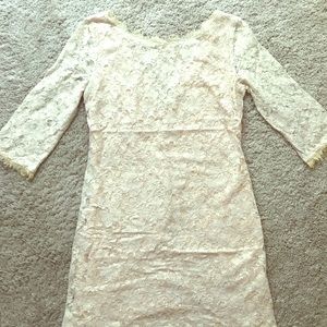 Vintage Gold Lace Dress - Small